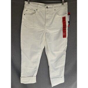 NWT Frye Women's Cuffed High-Rise Straight Jeans, Ivory (Off White)‎ Size 8/29